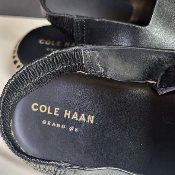 Cole Haan Women's Black Wedge Open Toe Sandals - Picture 3 of 10